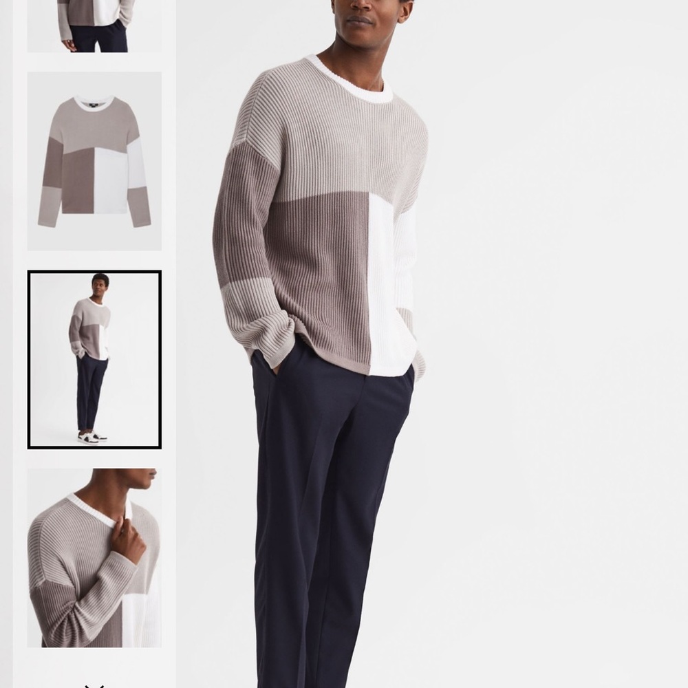 PAIGE Men's Neutral Colorblock Crewneck Sweater NWOT